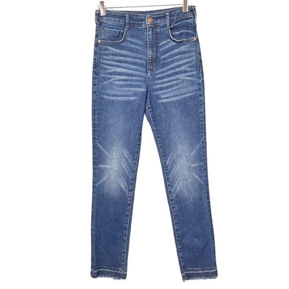Pilcro Jeans Womens 27‎ Blue Denim High Rise Cigarette Raw Hem Anthropologie